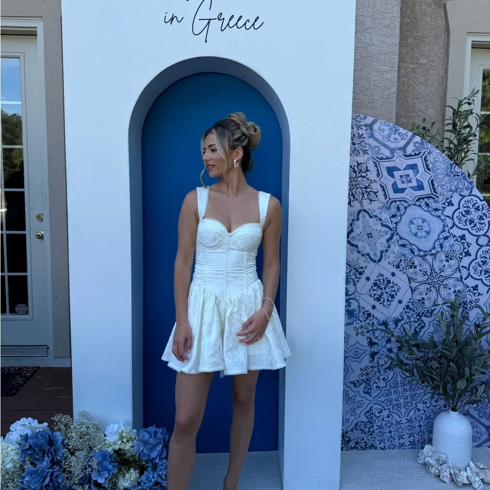 Chic Cream Lace Mini Dress - Picture 2 of 7
